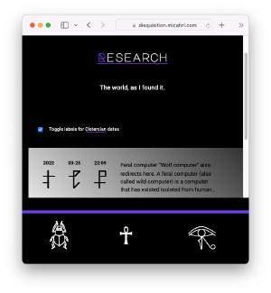 The Disquisition research page with decimal date labels