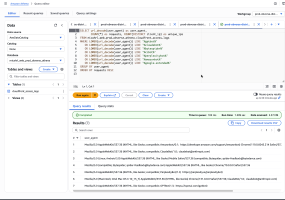 Screenshot of historical log queries with Athena